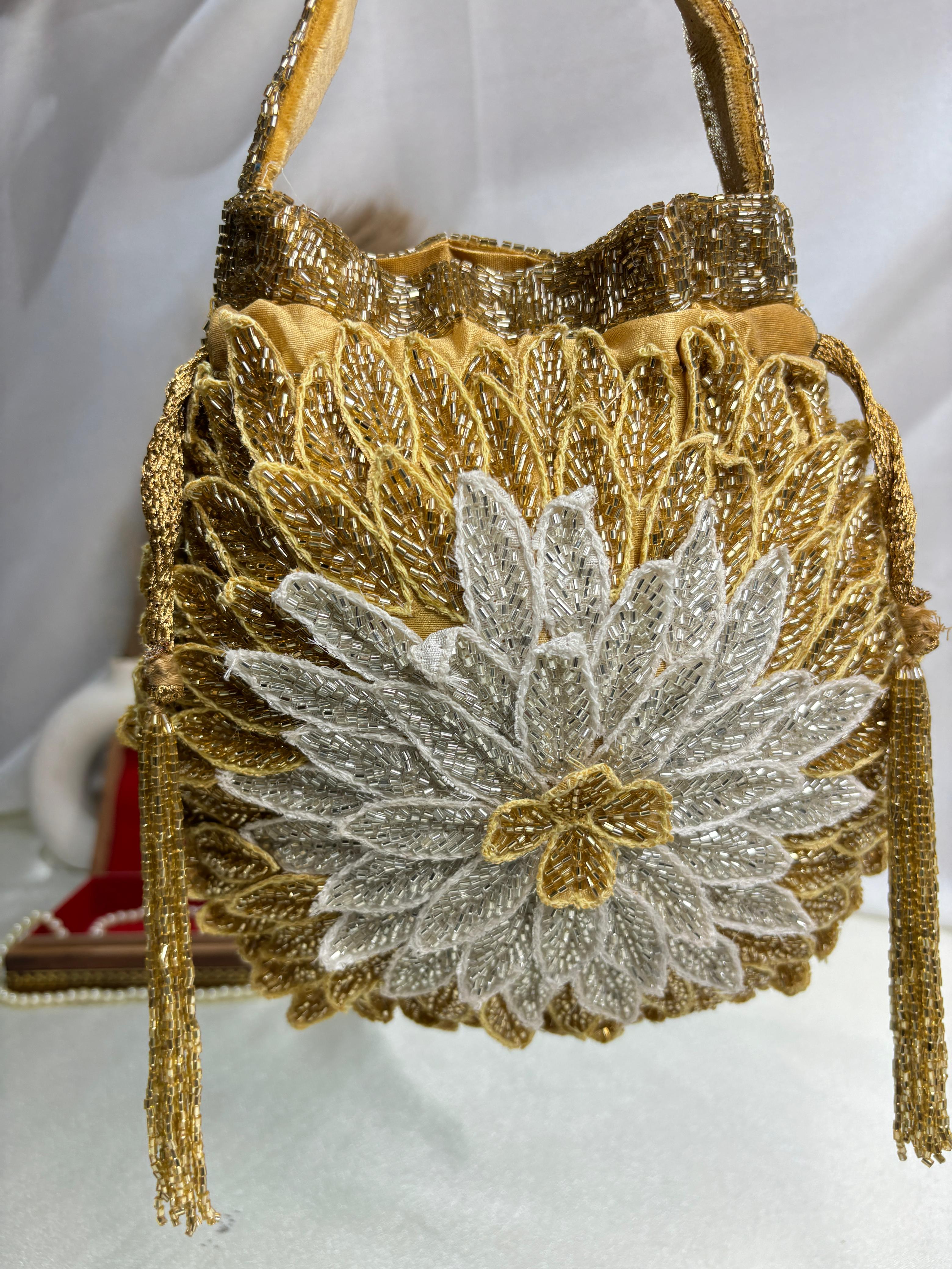 Silver Beaded Potli Bag