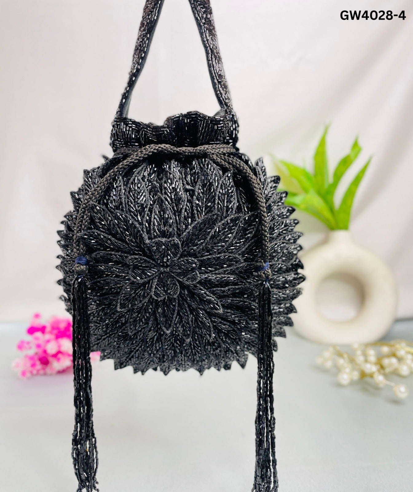 Silver Beaded Potli Bag