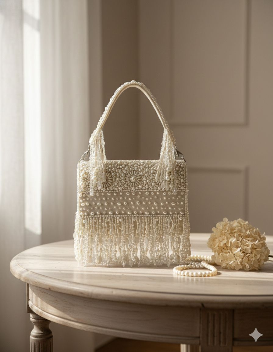 Pearl Beaded Vintage-Style Bag