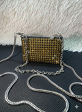 Rhinestone Mini Pouch with Chain Strap