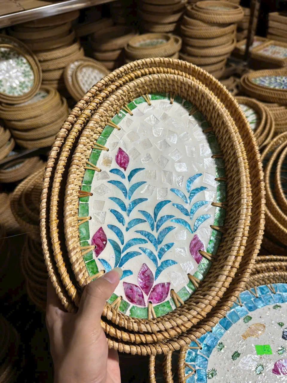 Hand embroidery Tray(Pack of 3)